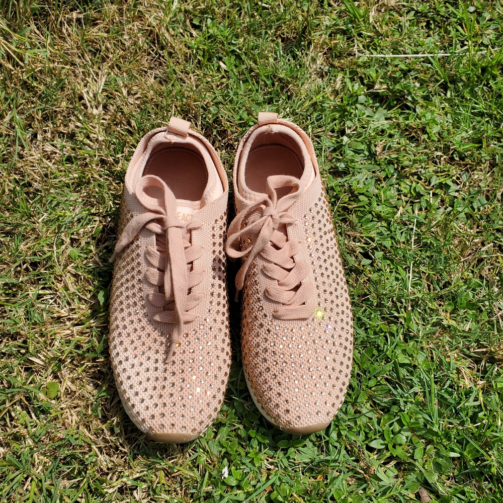 Stylish Pink and Sparkly Kenneth Cole Reaction Rhinestone Lace-Up Sneakers